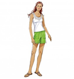 Short trousers sewing pattern for women 1011